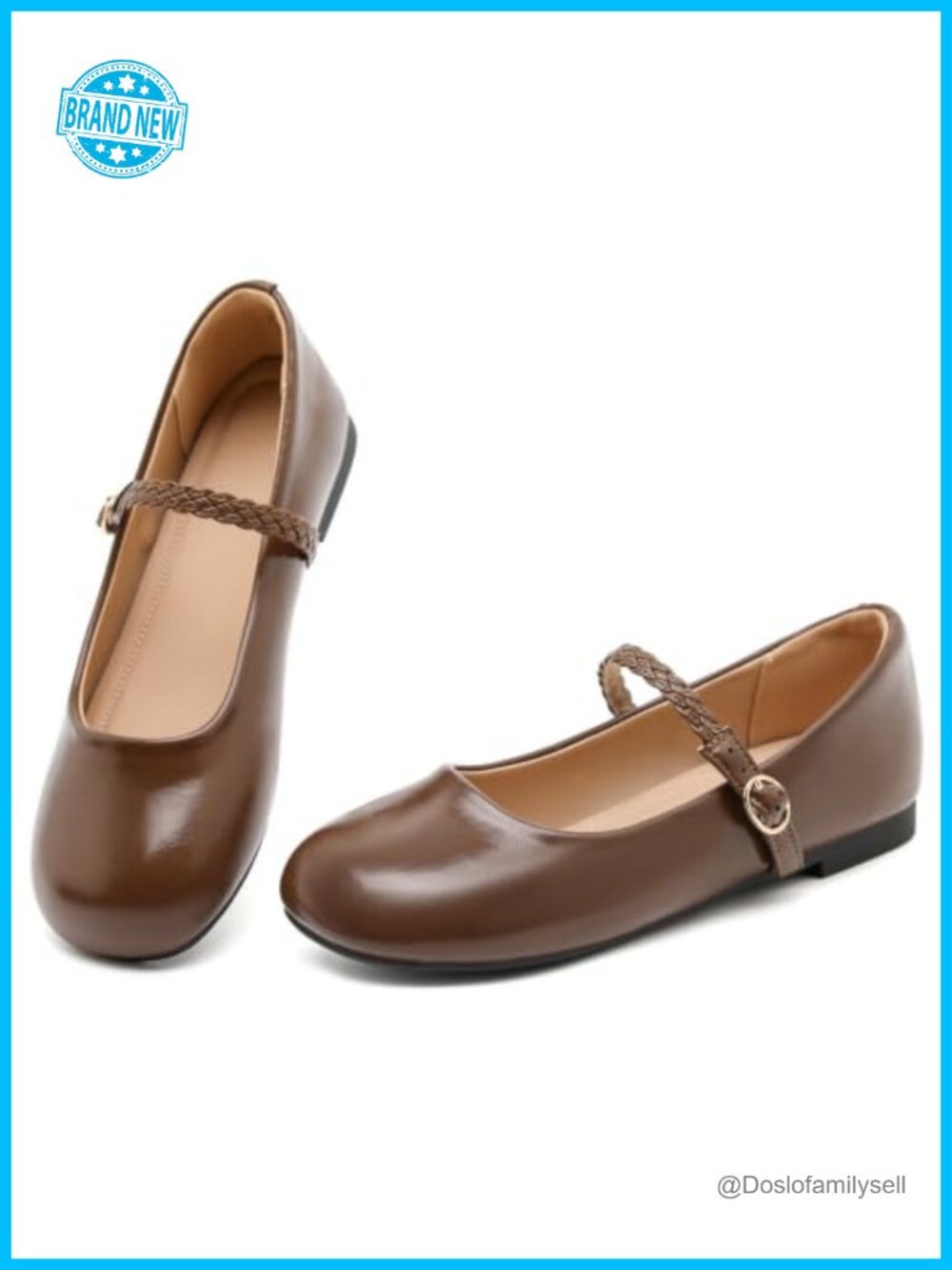 Mary Jane Flats Women Dress Ballet Shoes PU Adjustable Strap Work Casual